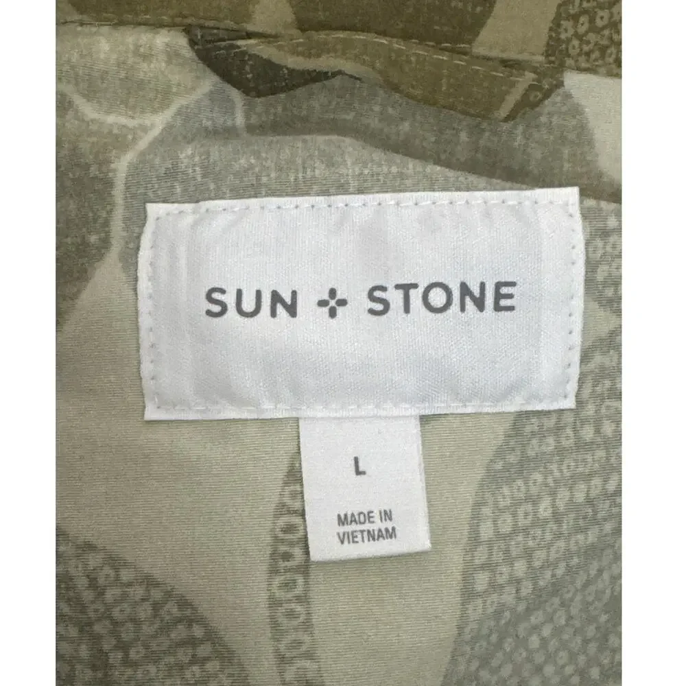 Sun + Stone Mens Camo Green Leaf Print Full Zip Hooded Windbreaker Size L NWT - Picture 8 of 14